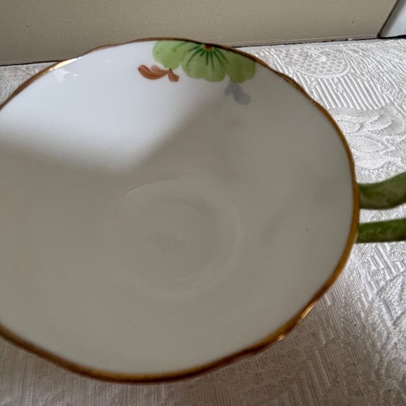 Aynsley Cup & Saucer with Green Handle - Picture 4 of 5